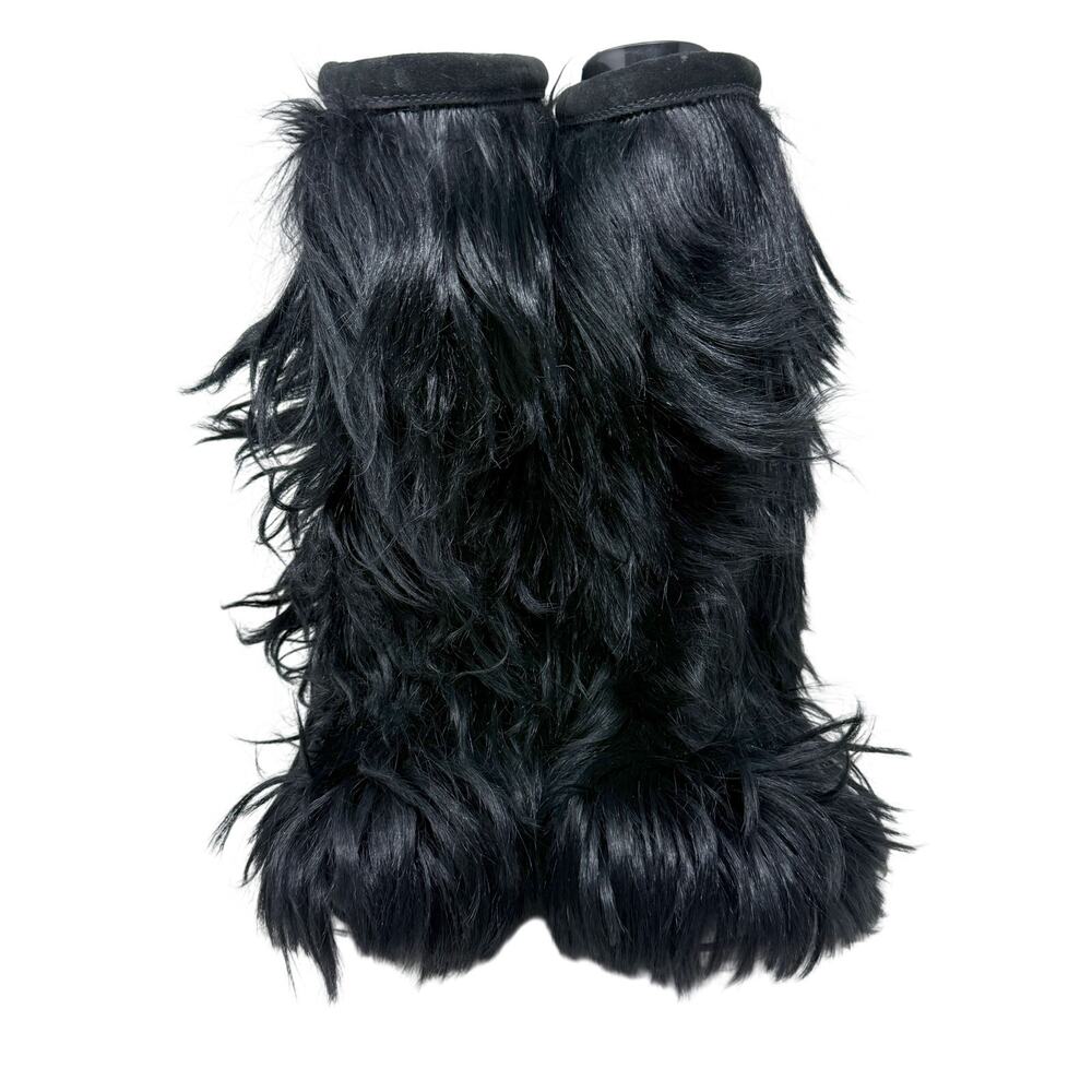 Vintage Tecnica Black Fur Yeti Boots Women' Size 9.5 EUC Pull On Made in Italy - Picture 2 of 10